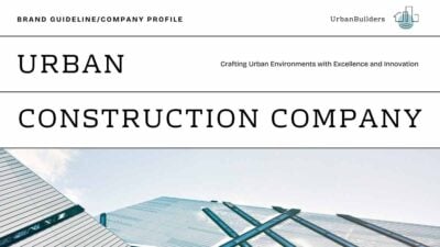 クリーンでミニマルな都市建設会社のスライド✨