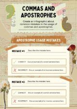 Collage Commas and Apostrophes Worksheet