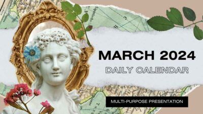Calendário diário de março com colagem
