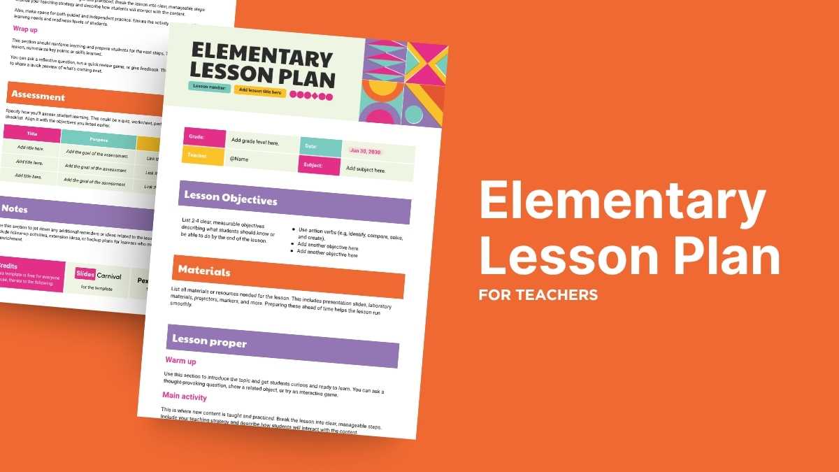 Colorful Elementary Lesson Plan - slide 1