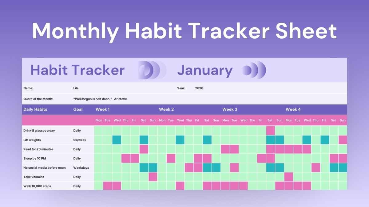 Colorful Habit Tracker Sheet - slide 1