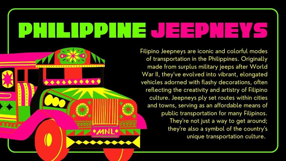 Carteles de neón de colores para jeepney - diapositiva 3