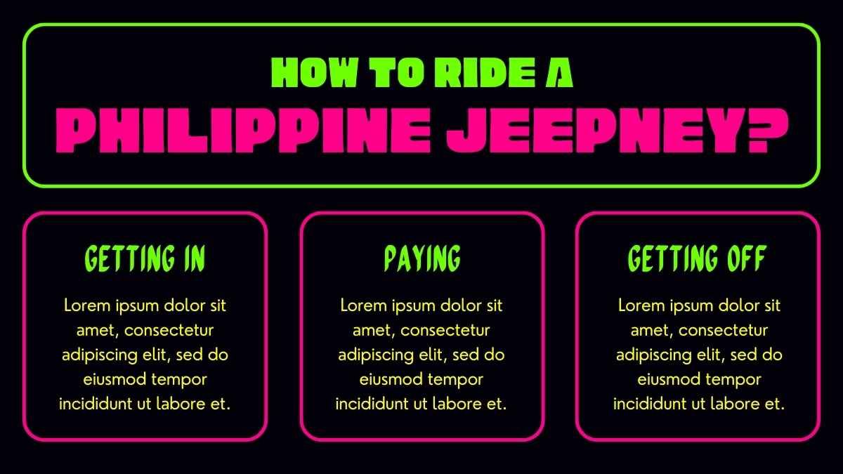 Carteles de neón de colores para jeepney - diapositiva 5