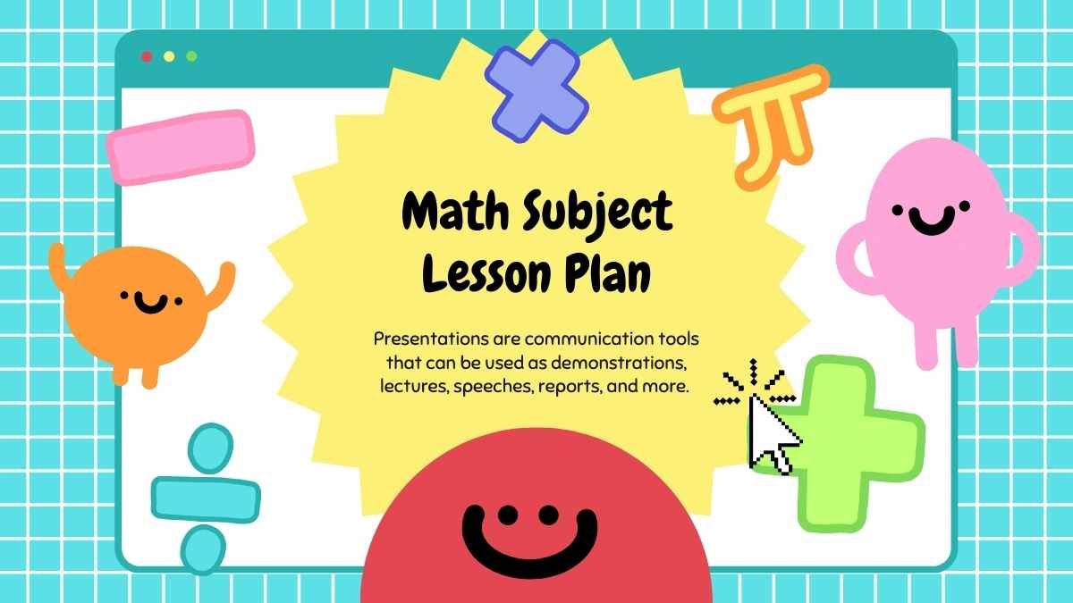 Cute Cartoon Math Subject Lesson Plan - slide 0