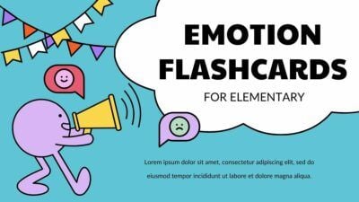 Flashcard de emoções fofas e caricatas para o ensino fundamental