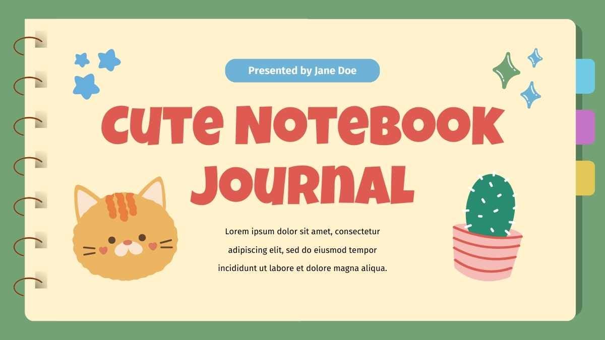Cute Cat Illustrated Journal Slides - slide 1