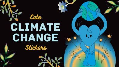 Adesivos fofos sobre mudanças climáticas para boletins de marketing
