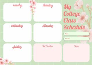Cute College Class Schedule