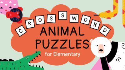 初等教育向けのかわいいクロスワード動物パズル