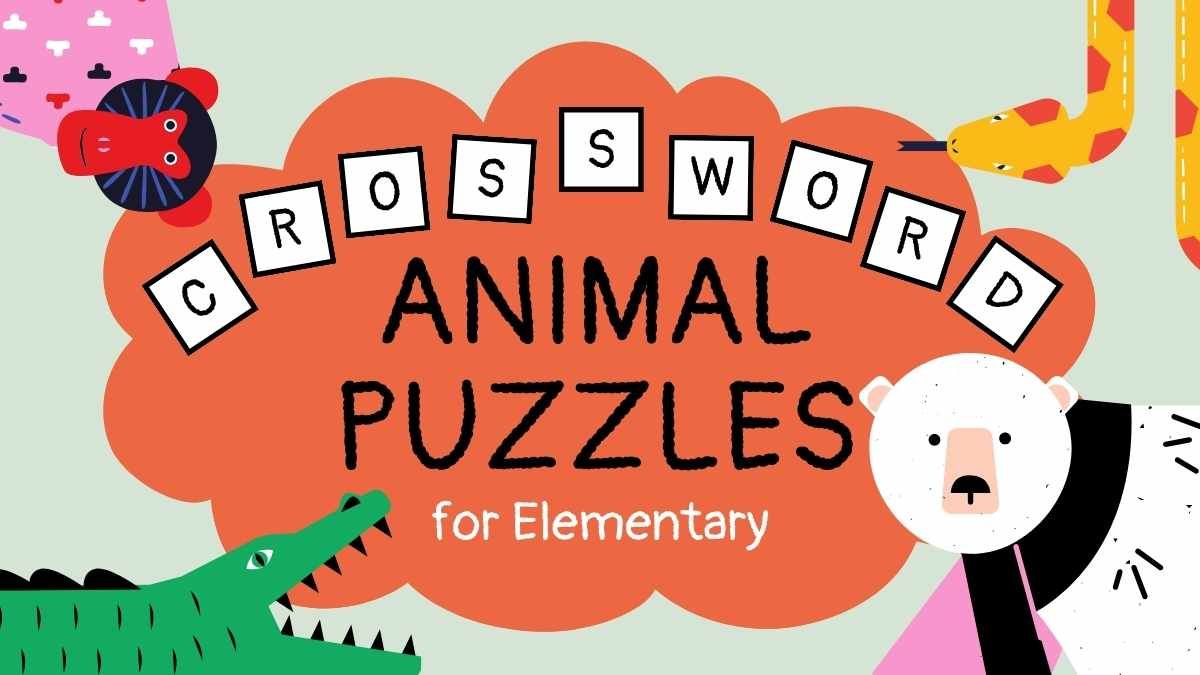 初等教育向けのかわいいクロスワード動物パズル - slide 0