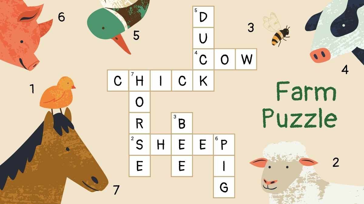 初等教育向けのかわいいクロスワード動物パズル - slide 9
