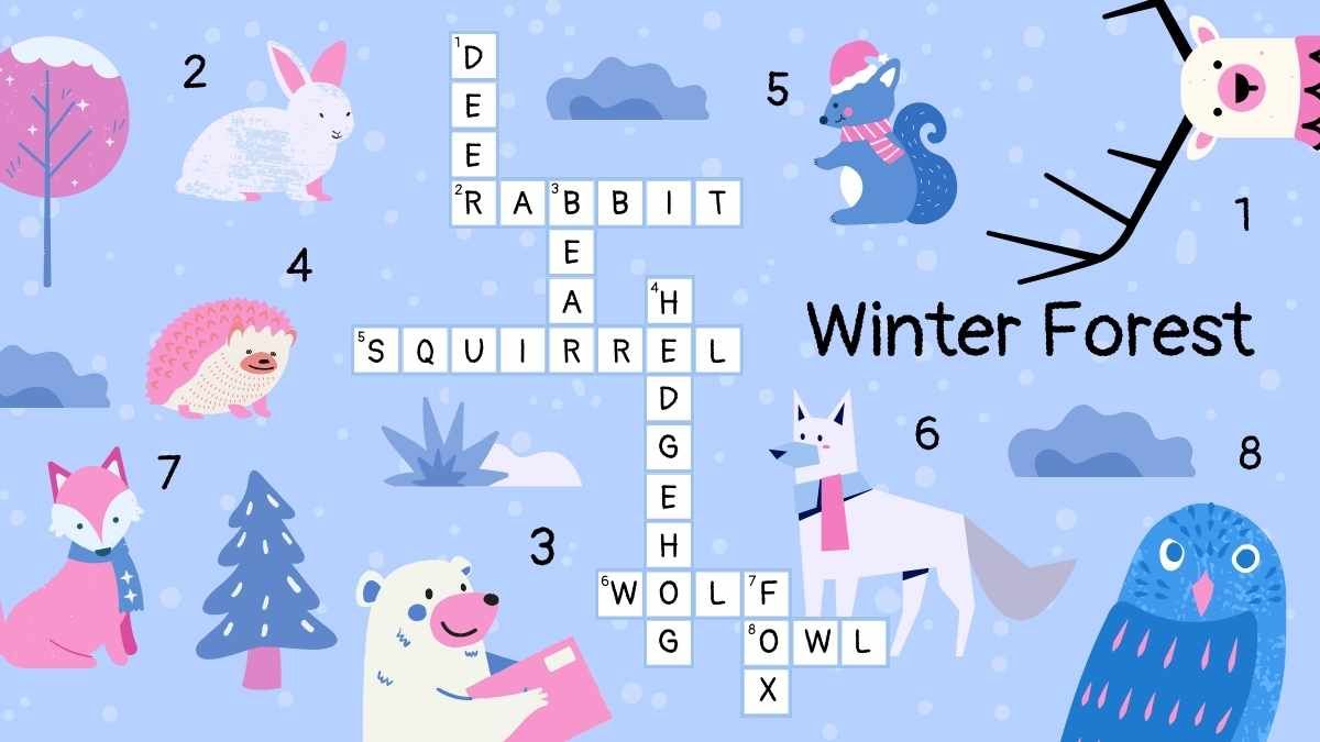 初等教育向けのかわいいクロスワード動物パズル - slide 13