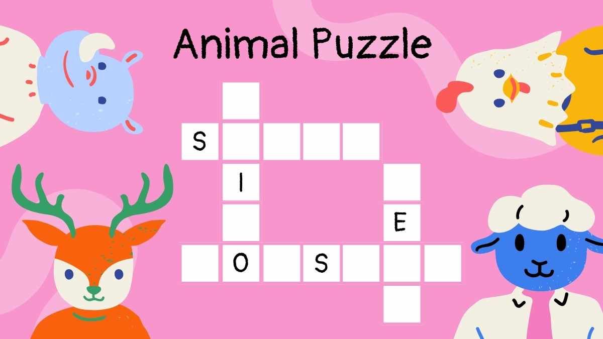초등학생을 위한 귀여운 십자말풀이 동물 퍼즐 - slide 2