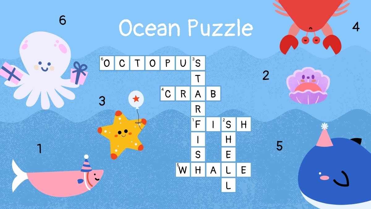 초등학생을 위한 귀여운 십자말풀이 동물 퍼즐 - slide 5