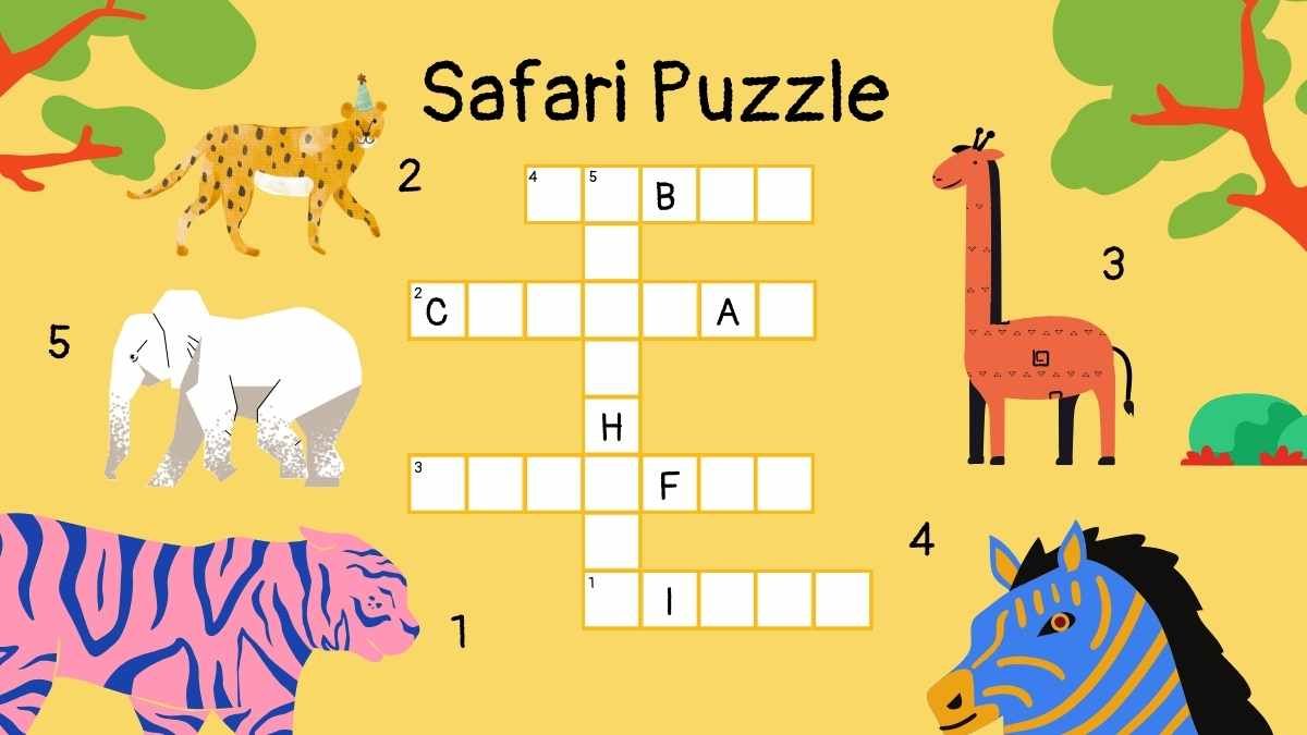 초등학생을 위한 귀여운 십자말풀이 동물 퍼즐 - slide 6