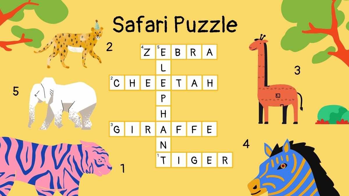 初等教育向けのかわいいクロスワード動物パズル - slide 7