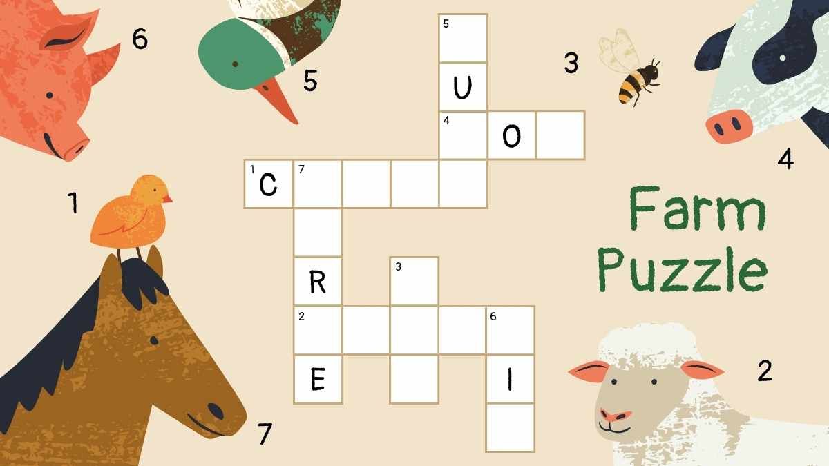 초등학생을 위한 귀여운 십자말풀이 동물 퍼즐 - slide 8