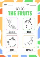 Cute Fruits Coloring Worksheet