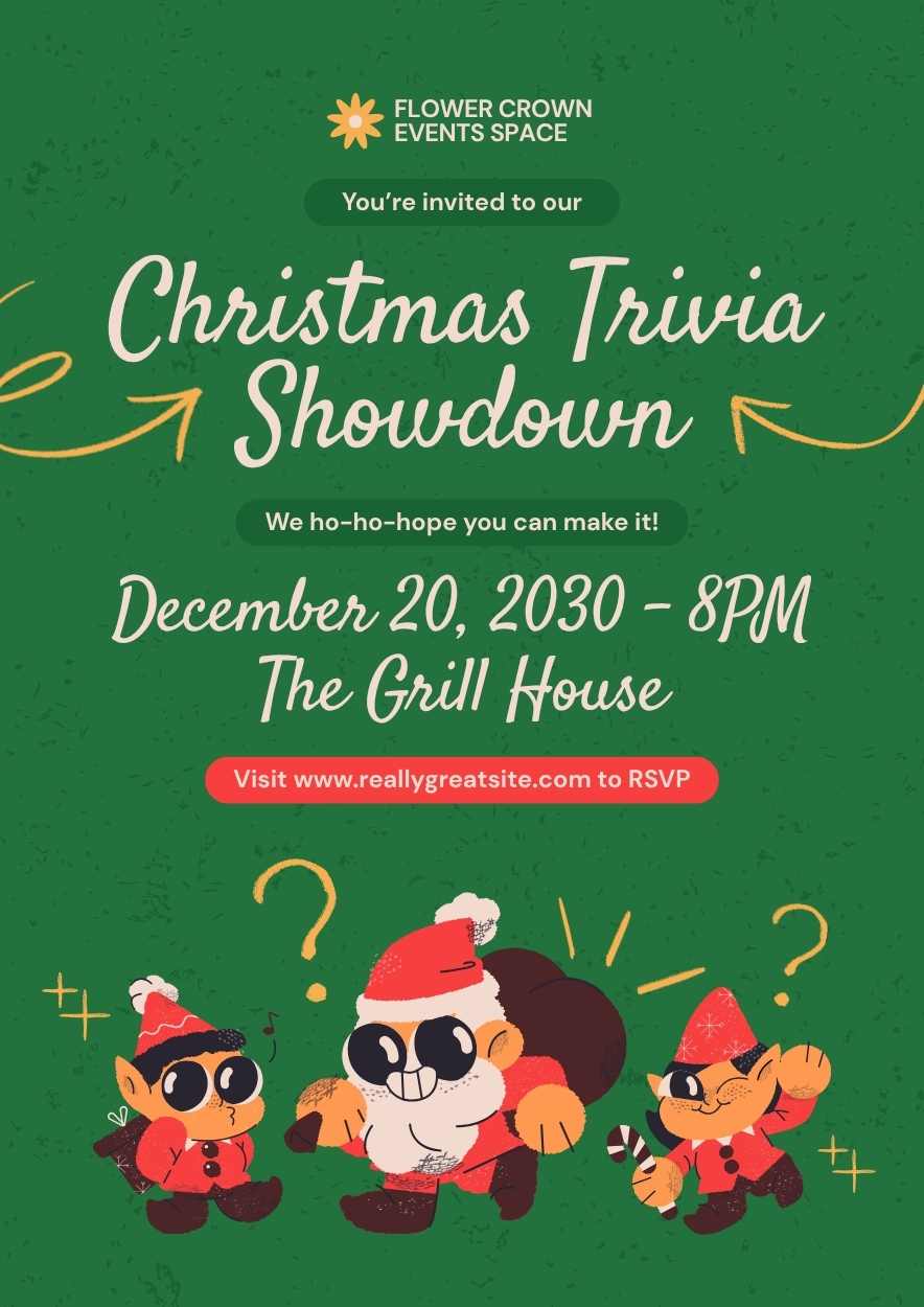 Cute Holiday Trivia Night Poster - slide 1