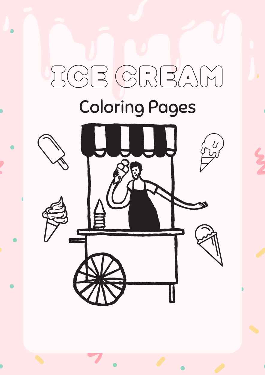 Cute Ice Cream Coloring Worksheet - slide 1