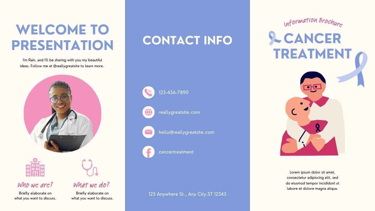 Bonito folleto ilustrado de información sobre el tratamiento del cáncer - diapositiva 4