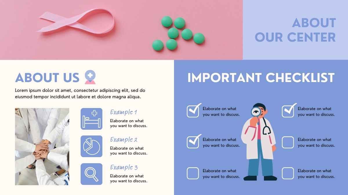 Bonito folleto ilustrado de información sobre el tratamiento del cáncer - diapositiva 8