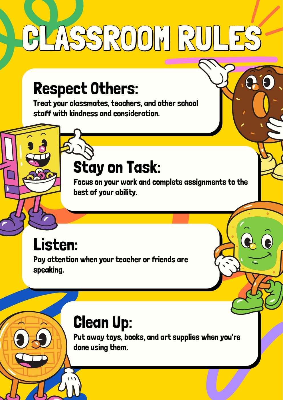 Slide Poster Peraturan Kelas Bergambar Lucu - slide 1