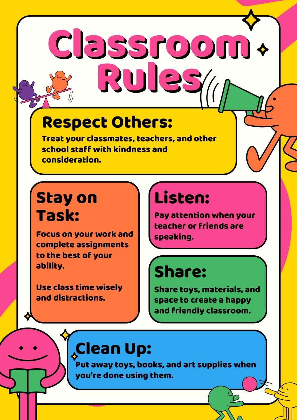 Slide Poster Peraturan Kelas Bergambar Lucu - slide 2