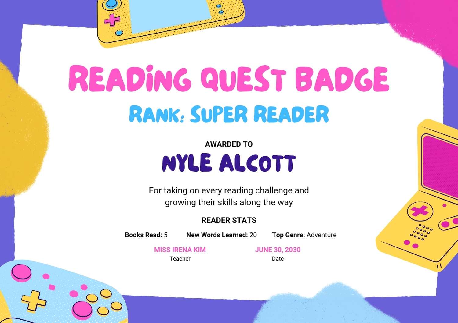 Cute Illustrated Reading Certificates - slide 1