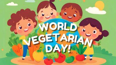 Dia Mundial do Vegetarianismo ilustrado e fofo