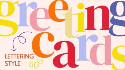 Cute Lettering Style Greeting Cards