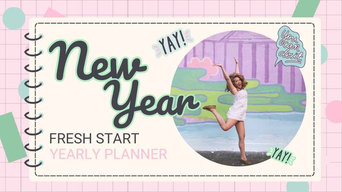 Cute New Year Fresh Start Yearly Planner - slide 0