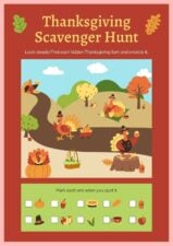Cute Thanksgiving Scavenger Hunt Worksheet 1