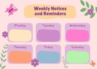 Slides Carnival Google Slides and PowerPoint Template Cute Weekly Notices and Reminders Poster 1