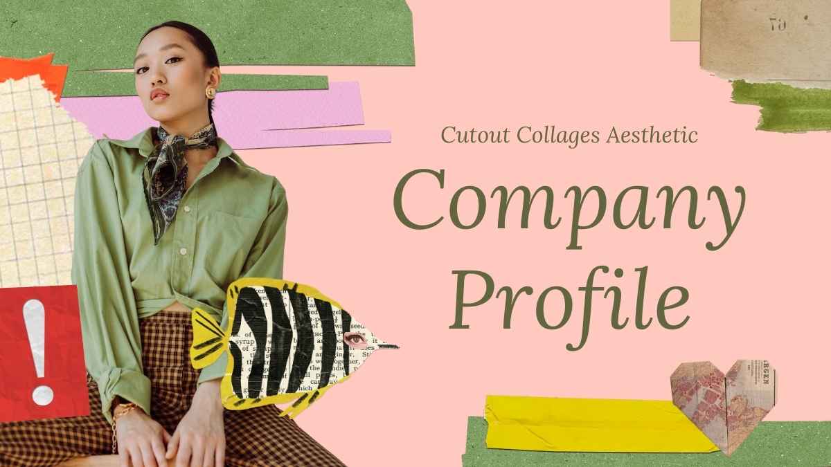 Cutout Collages Aesthetic Company Profile Pink and Green Slides - slide 1