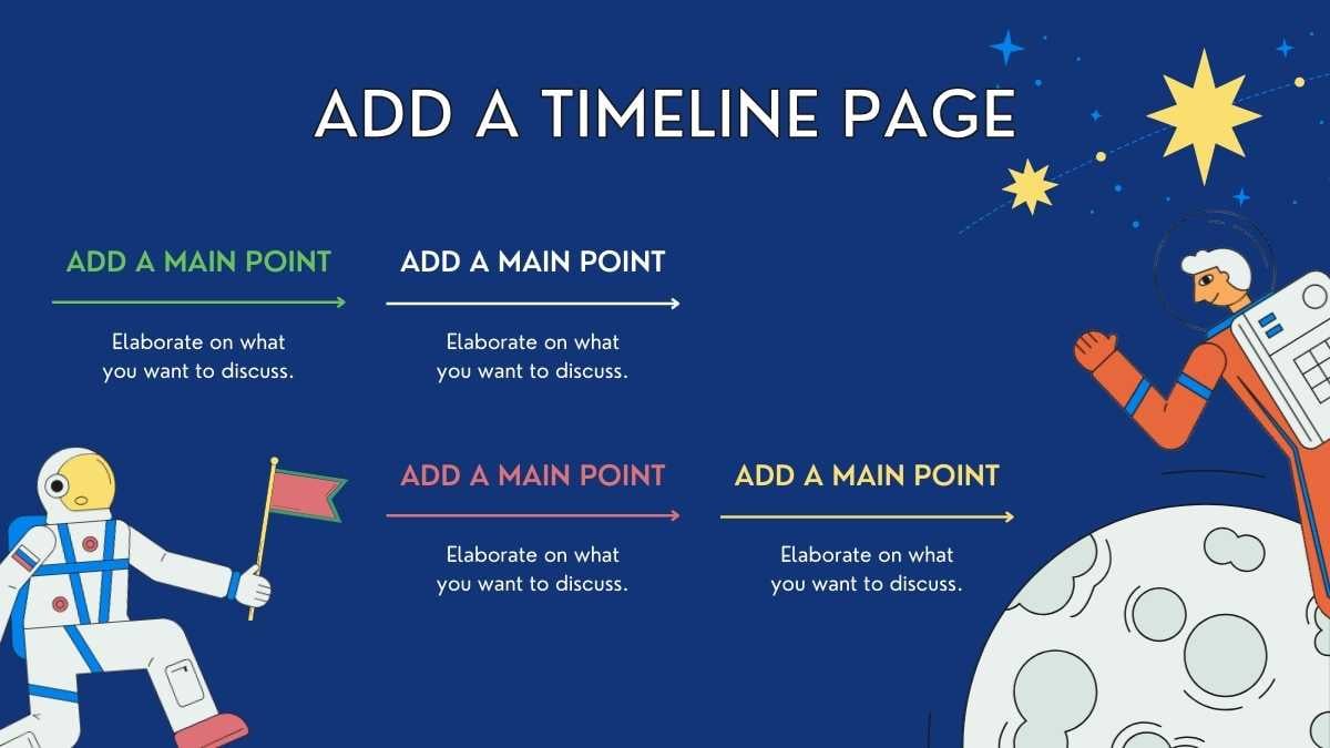 초등학생을 위한 어두운 파란색 애니메이션 일러스트레이티브 우주 여행 활동 - 슬라이드 3