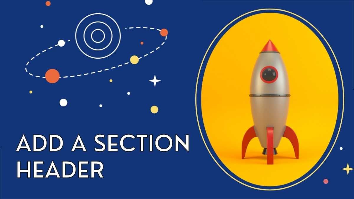 초등학생을 위한 어두운 파란색 애니메이션 일러스트레이티브 우주 여행 활동 - 슬라이드 12