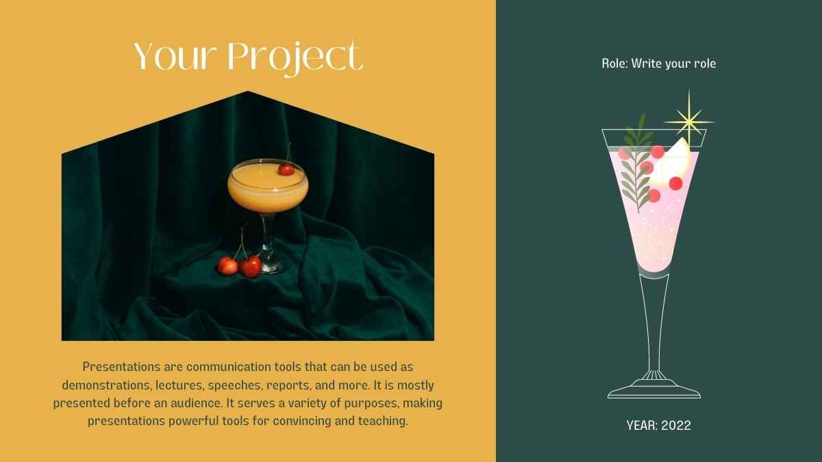 Elegant Cocktail Bar Marketing Presentation - diapositiva 12