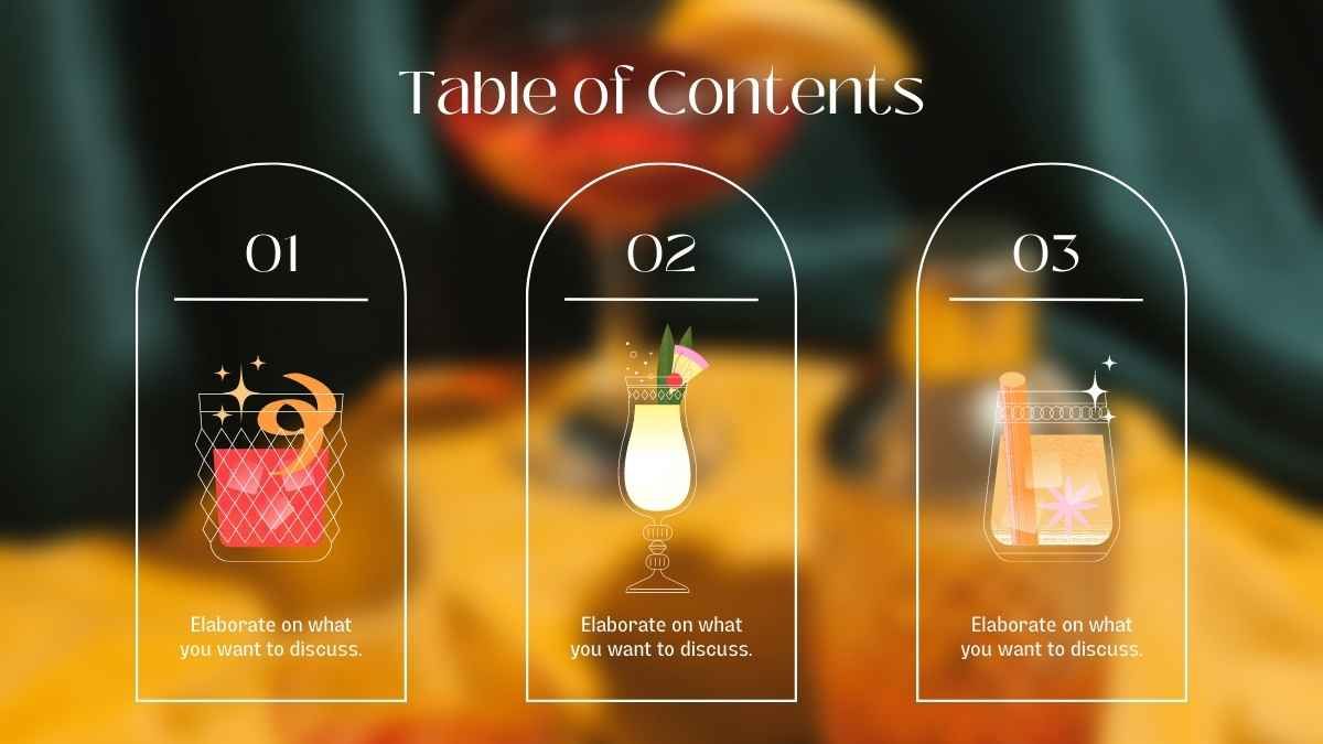 Elegant Cocktail Bar Marketing Presentation - diapositiva 4
