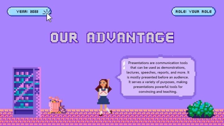 Video Game Designer Purple Pixel Portfolio Slides