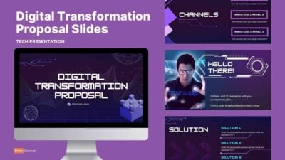 Purple Futuristic 3D Digital Transformation Proposal Slides