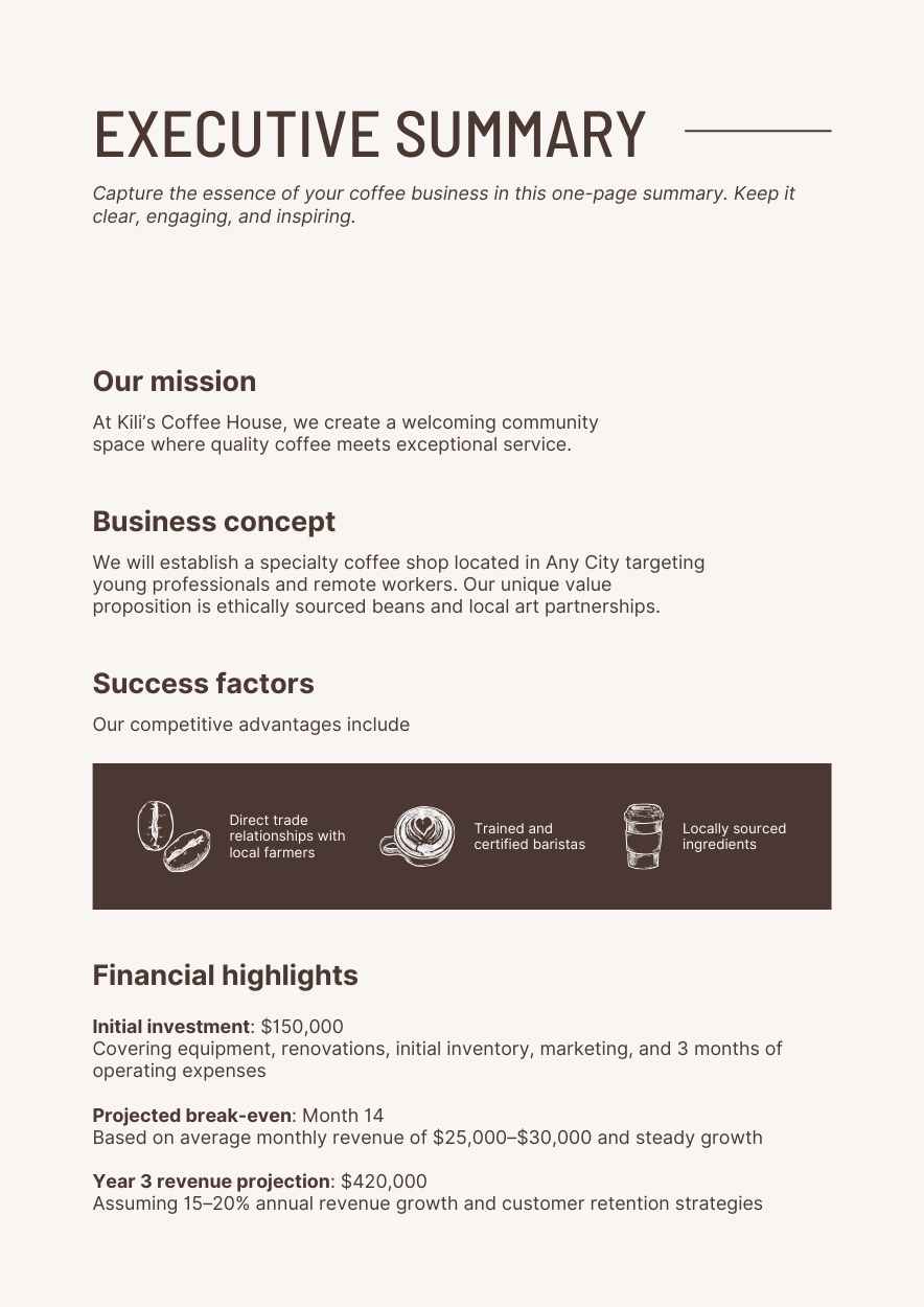 Elegant Coffee Shop Business Plan - slide 3