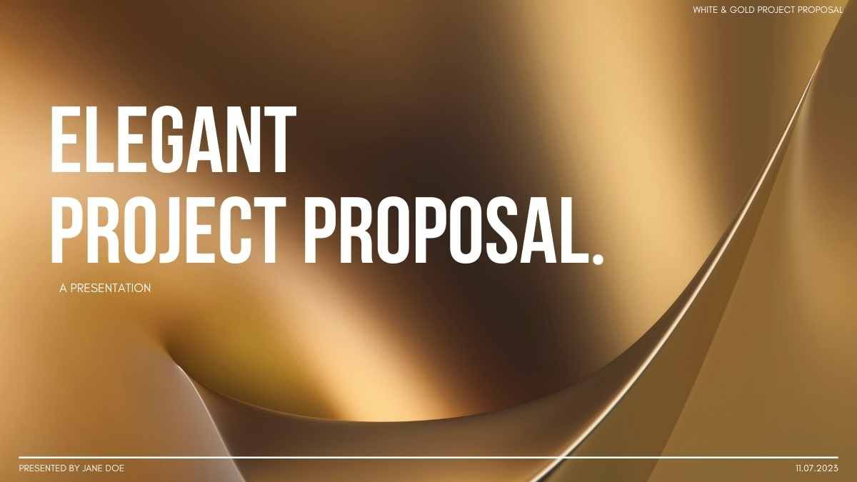 Elegant Minimal White and Gold Project Proposal - slide 0