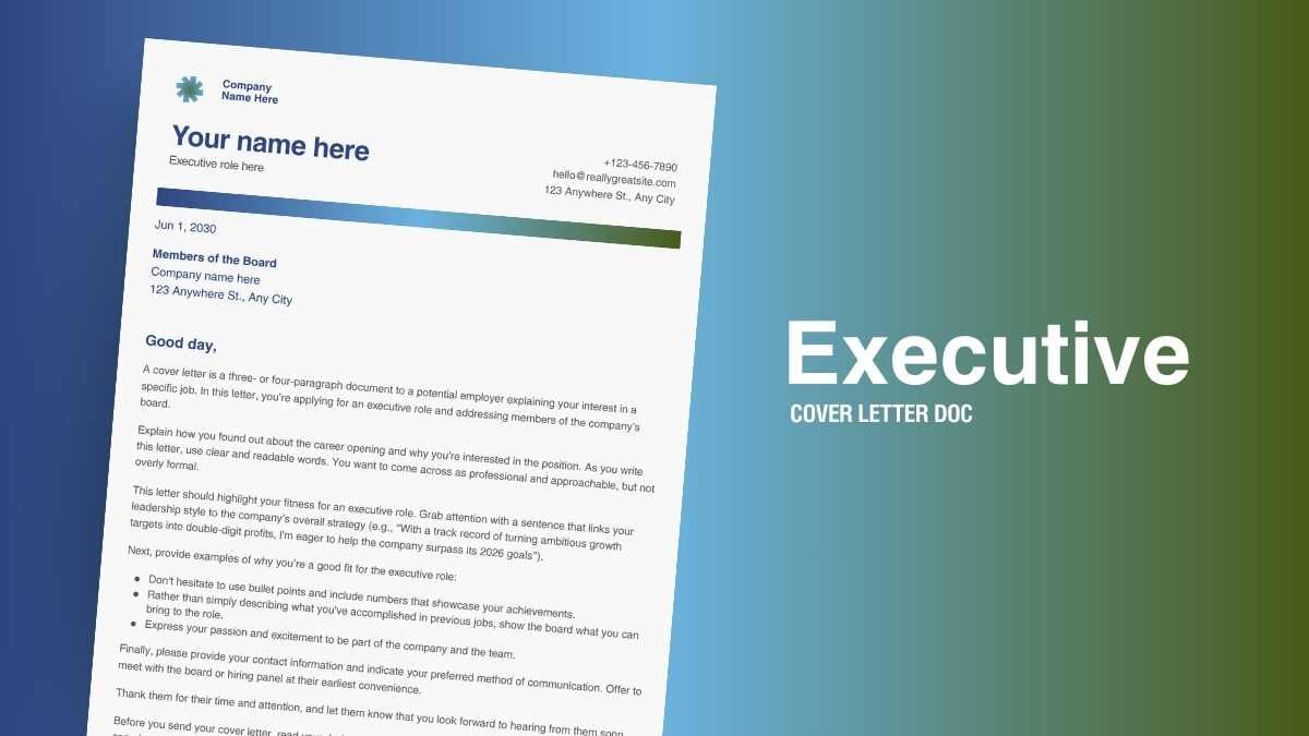 Executive Cover Letter Doc - slide 1