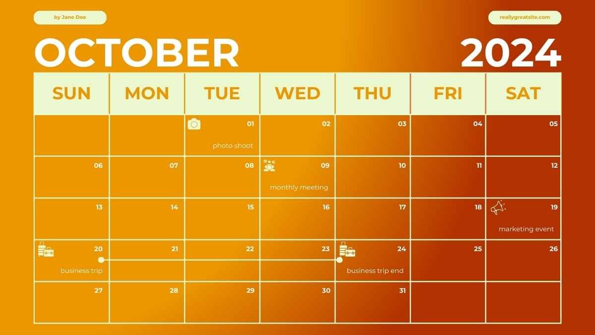 Calendário diário do outono de outubro - slide 3