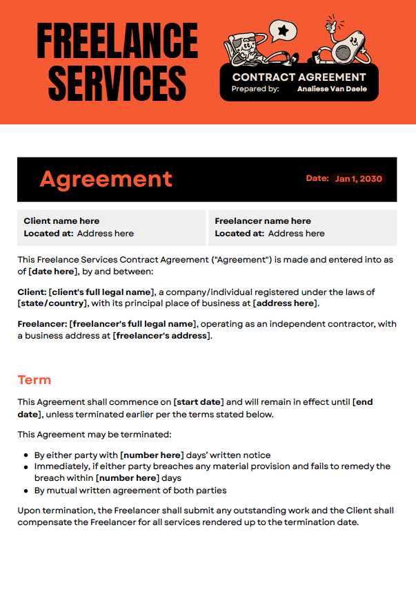 Freelance Services Contract Agreement - slide 1