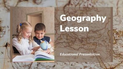 Slides Carnival Google Slides and PowerPoint Template Geography School Lesson Brown and Blue Minimal Photo centric Educational Presentation 1