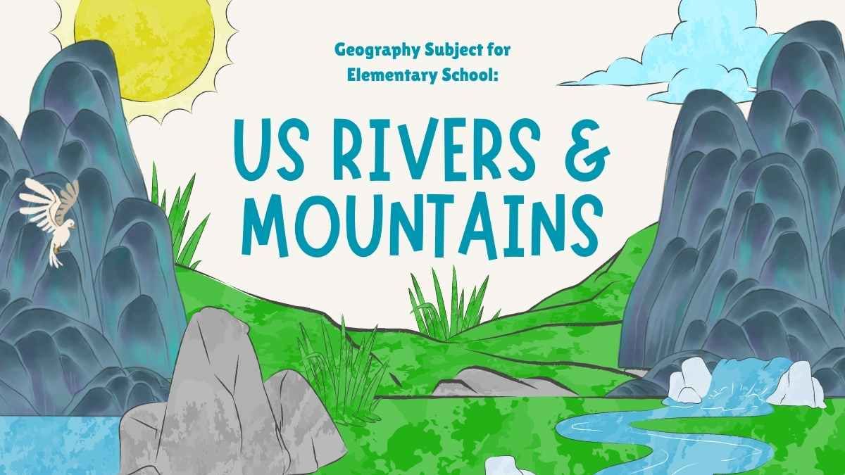 米国の川と山の地理をイラストで表したもの - slide 0