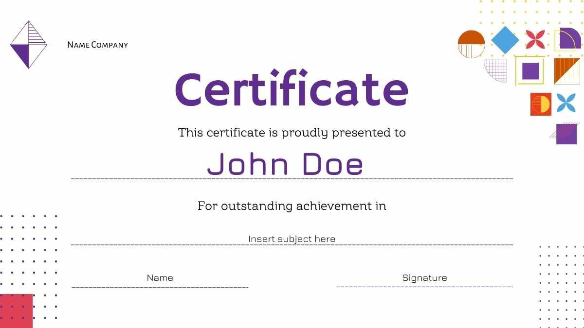 Geometric Certificates for Business Courses - slide 14