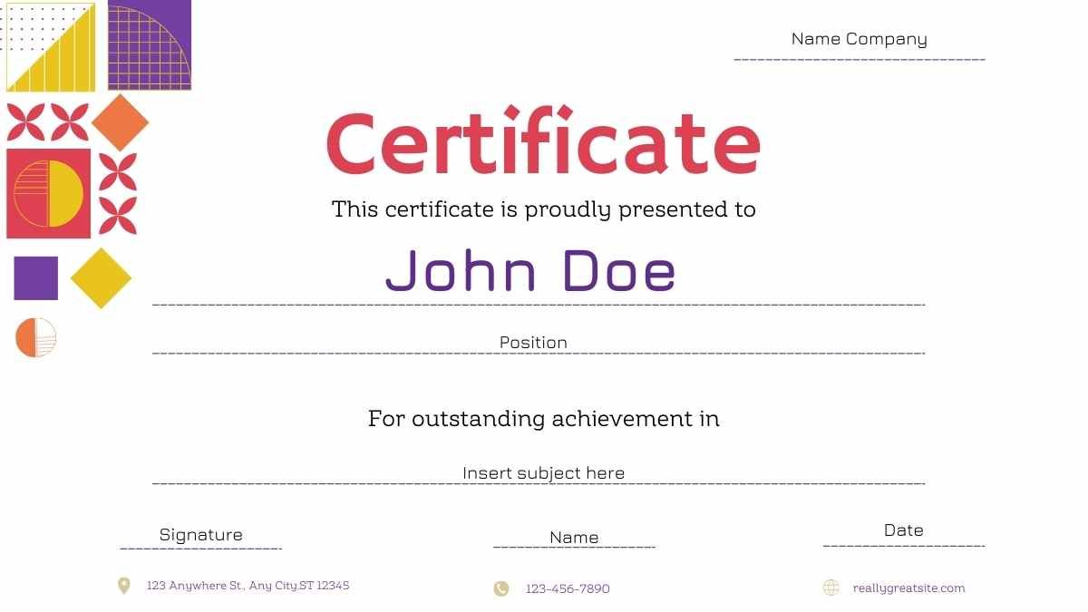 Geometric Certificates for Business Courses - slide 2